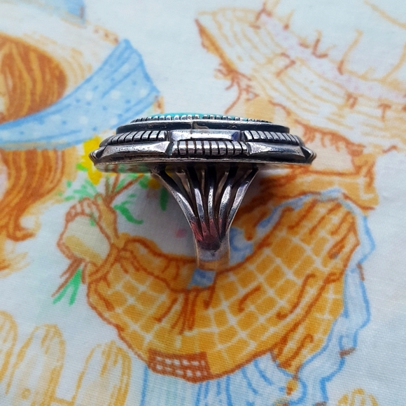 🌙HUGE Sterling Turquoise Ring - Picture 4 of 16